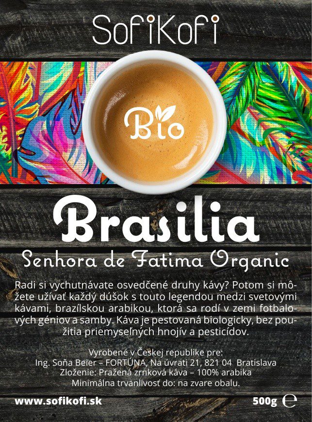 Zrnková káva Brasilia Senhora de Fatima Organic BIO 500g