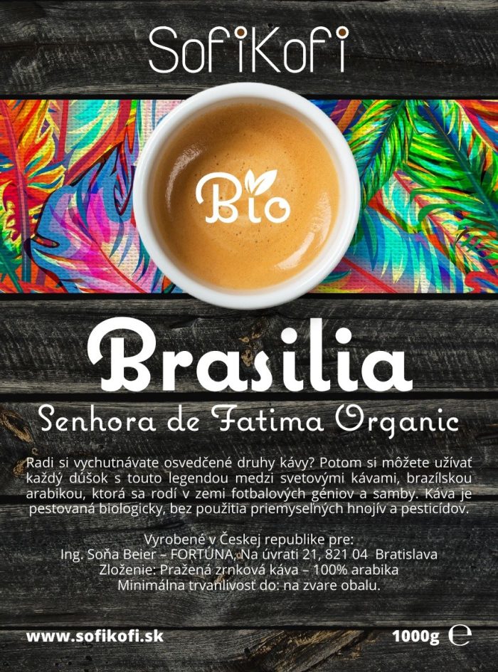Zrnková káva Brasilia Senhora de Fatima Organic BIO 1000g