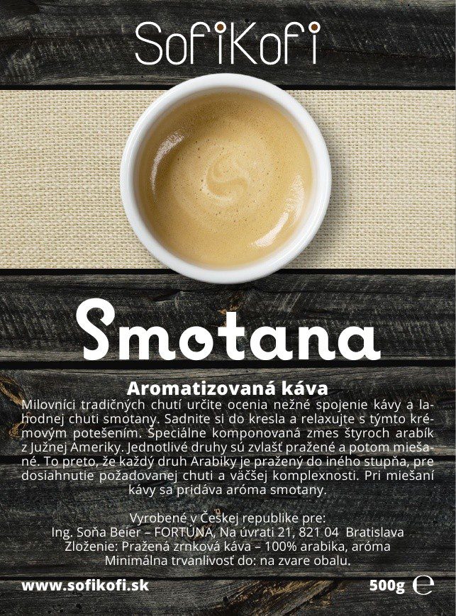 Aromatizovaná káva Smotana 500g